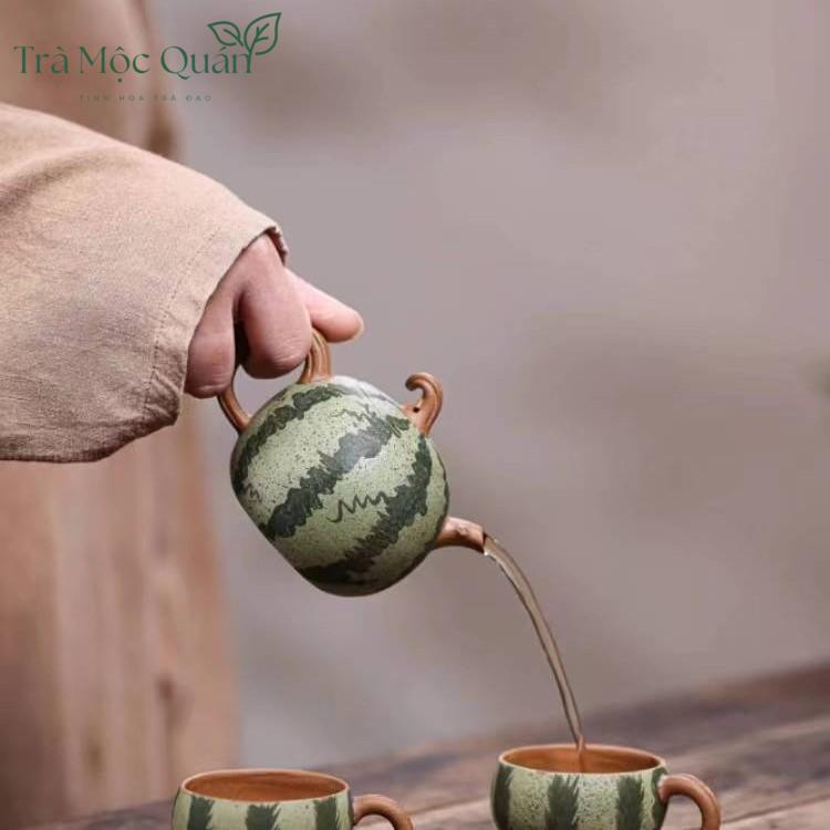 Ấm Tử Sa Độc Ẩm Dáng Quả Dưa Hấu ATS36