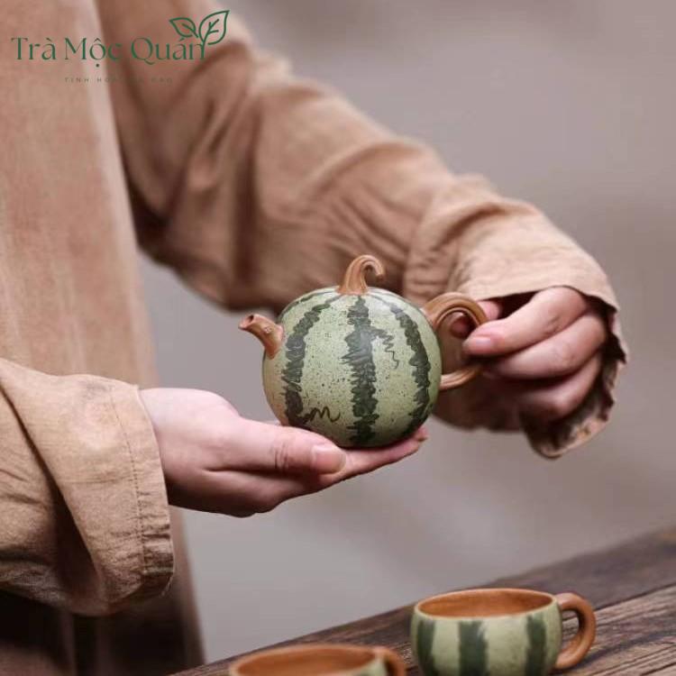 Ấm Tử Sa Độc Ẩm Dáng Quả Dưa Hấu ATS36
