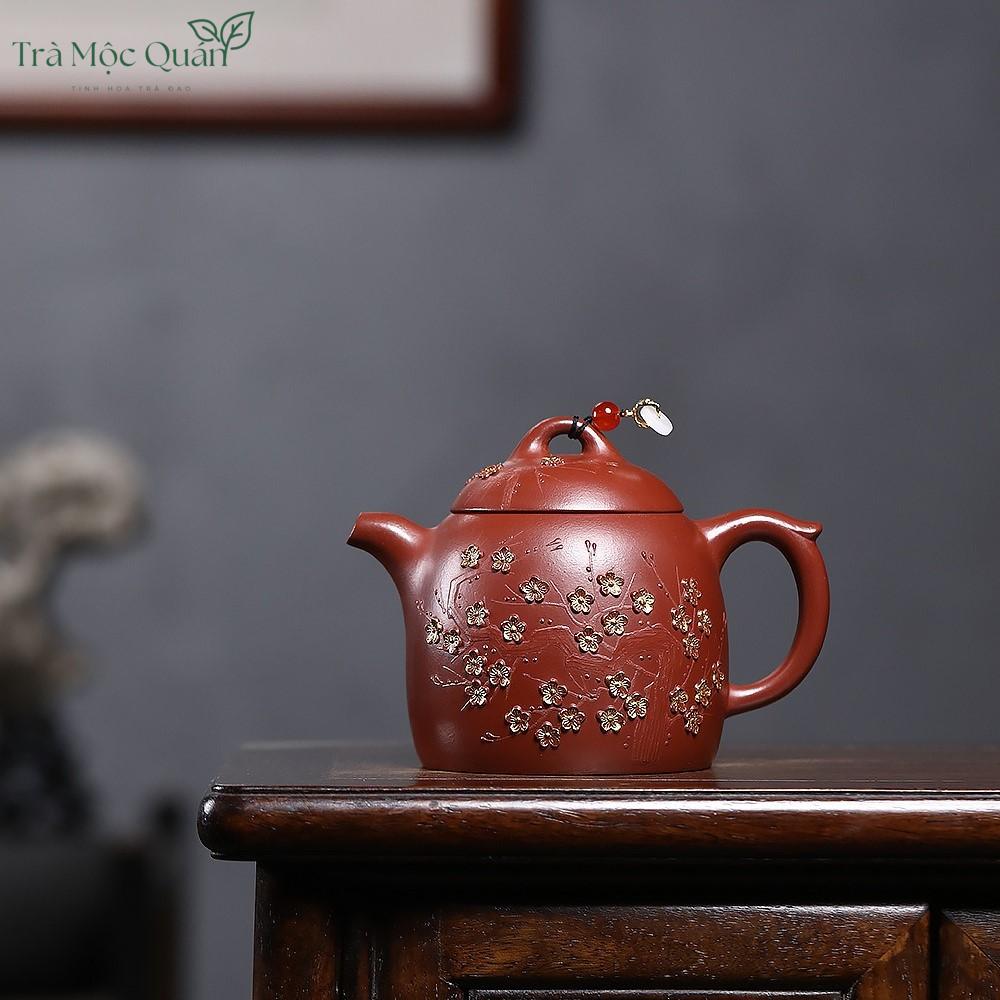 Ấm Tử Sa Tần Quyền Đại Hồng Bào Điểm Kim Hoa Mai 280ml ATS47