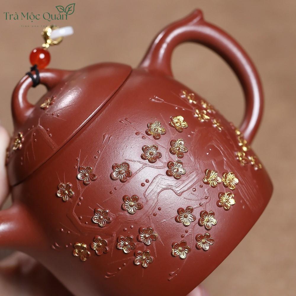 Ấm Tử Sa Tần Quyền Đại Hồng Bào Điểm Kim Hoa Mai 280ml ATS47