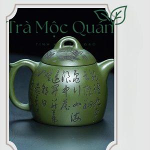 Ấm Tử Sa Tần Quyền Lục Nê Khắc Long Quy Sơn Thủy 300ml ATS46