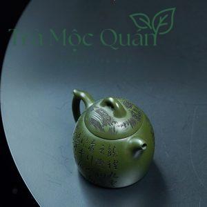 Ấm Tử Sa Tần Quyền Lục Nê Khắc Long Quy Sơn Thủy 300ml ATS46