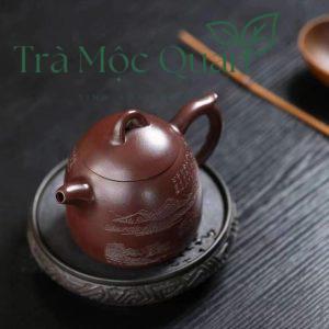 Ấm Tử Sa Tần Quyền Sơn Thủy Lão Tử Nê 320ml ATS50