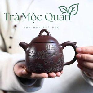 Ấm Tử Sa Tần Quyền Sơn Thủy Lão Tử Nê 320ml ATS50