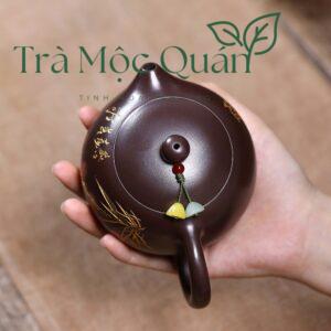 Ấm Tử Sa Tây Thi Lão Tử Nê Vẽ Trúc Vàng ATS18