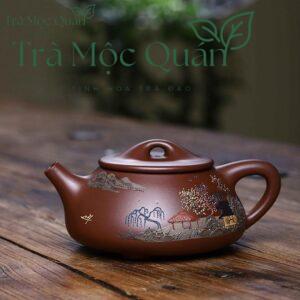 Ấm Tử Sa Thạch Biều Sơn Thủy Tử Nê ATS4