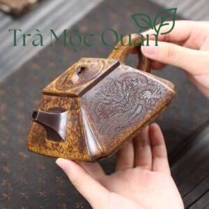 Ấm Tử Sa Thạch Biều Tứ Phương Đoạn Nê Nung Củi ATS8