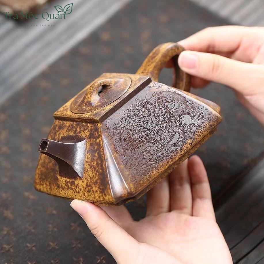 Ấm Tử Sa Thạch Biều Tứ Phương Đoạn Nê Nung Củi ATS8