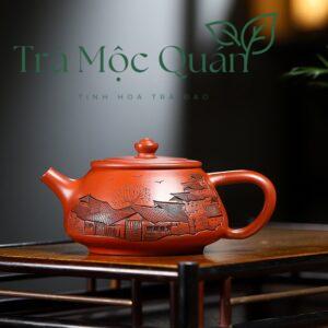 Ấm Tử Sa Thạch Biều Vẽ Cảnh Sắc Giang Nam ATS10