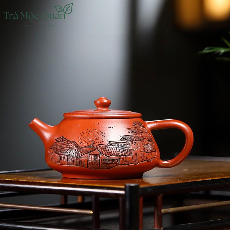 Ấm Tử Sa Thạch Biều Vẽ Cảnh Sắc Giang Nam ATS10