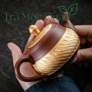 Ấm Tử Sa Tiếu Anh Mạ Vàng 24k ATS33