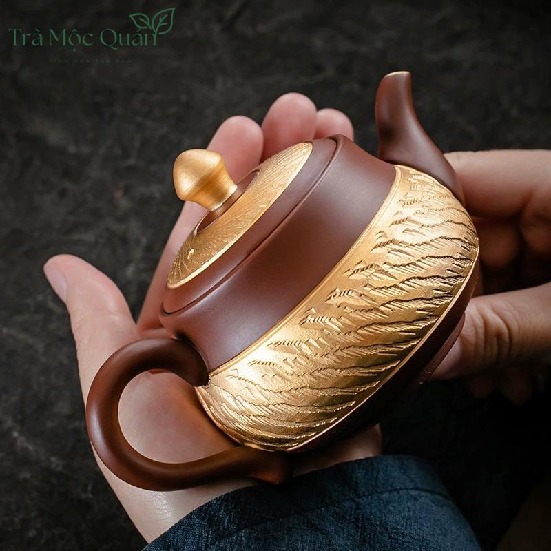 Ấm Tử Sa Tiếu Anh Mạ Vàng 24k ATS33