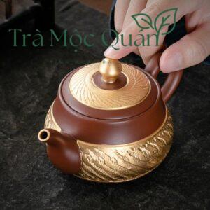 Ấm Tử Sa Tiếu Anh Mạ Vàng 24k ATS33