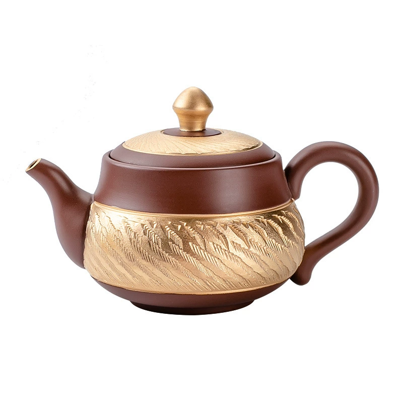 Ấm Tử Sa Tiếu Anh Mạ Vàng 24k ATS33