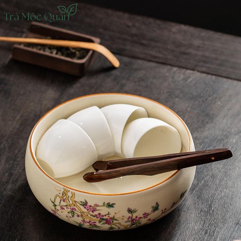 Ang Trà Gốm Sứ Men Rạn Tráng Ấm Trà, Chén Trà AT254