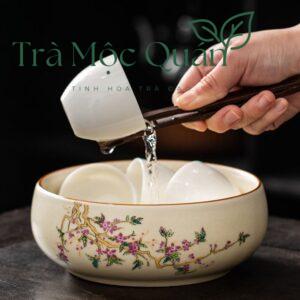 Ang Trà Gốm Sứ Men Rạn Tráng Ấm Trà, Chén Trà AT254