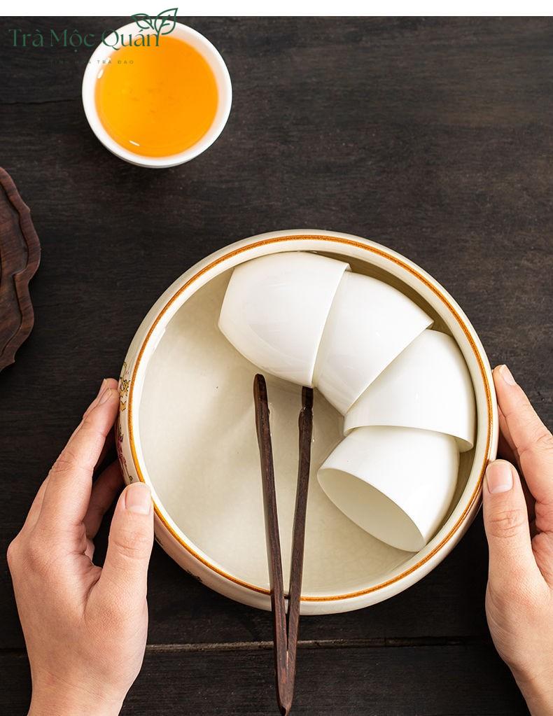 Ang Trà Gốm Sứ Men Rạn Tráng Ấm Trà, Chén Trà AT254
