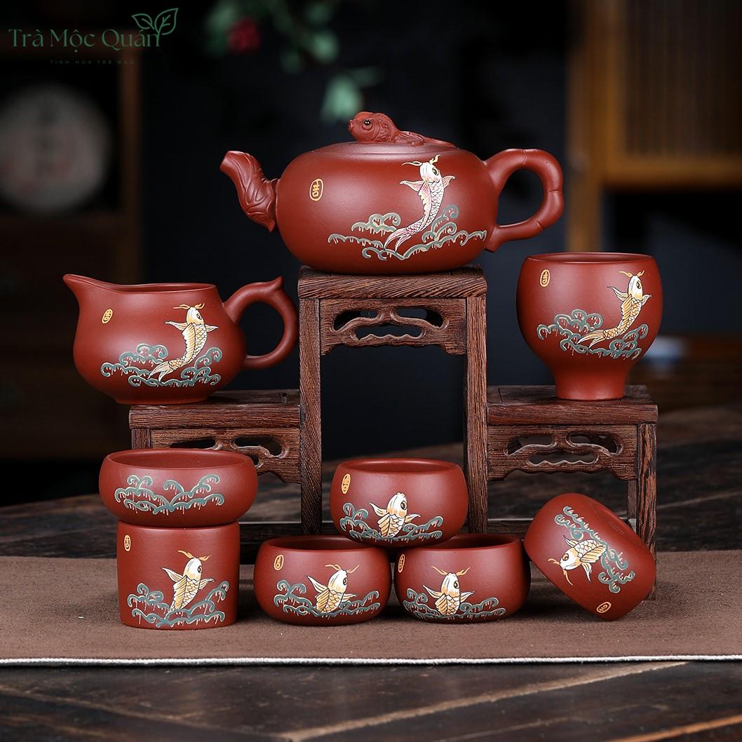 Bộ Ấm Chén Chu Sa Niên Niên Hữu Dư BAT6