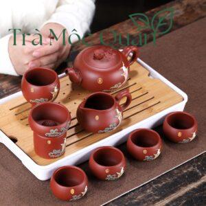 Bộ Ấm Chén Chu Sa Niên Niên Hữu Dư BAT6