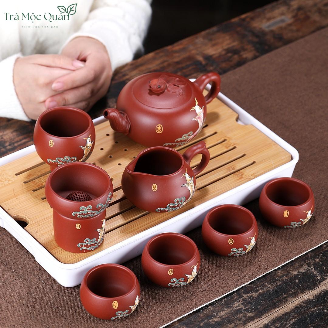 Bộ Ấm Chén Chu Sa Niên Niên Hữu Dư BAT6