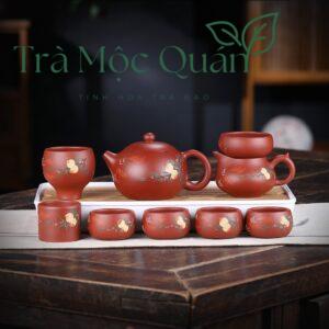 Bộ Ấm Chén Chu Sa Phúc Thọ Song Toàn BAT7