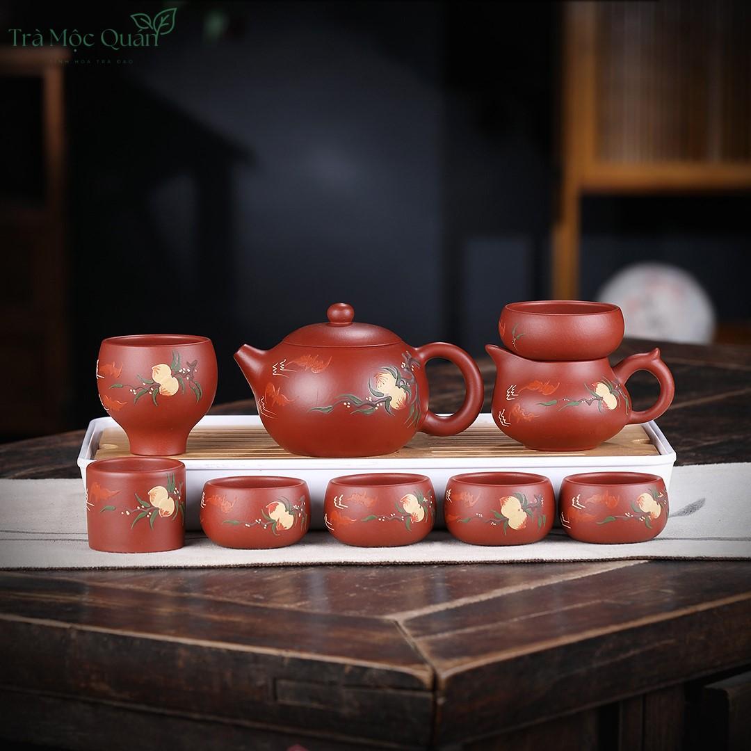 Bộ Ấm Chén Chu Sa Phúc Thọ Song Toàn BAT7