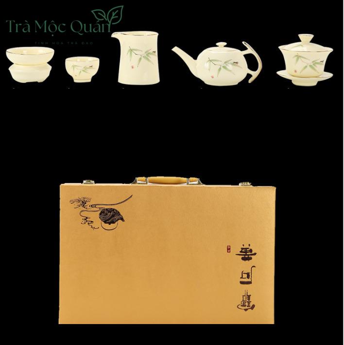 Bộ Ấm Chén Sứ Hoàng Dương Chi Ngọc Trúc Vận BAT10
