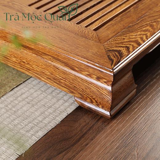 Bộ Bàn Trà Điện Gỗ Mun Đuôi Công Khay Inox Cao Cấp BTD2