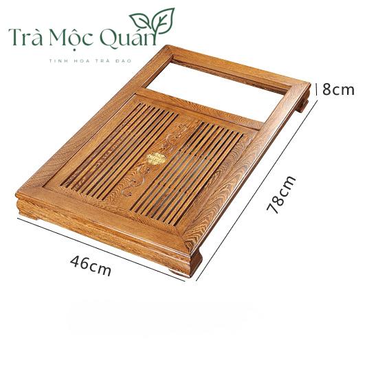 Bộ Bàn Trà Điện Gỗ Mun Đuôi Công Khay Inox Cao Cấp BTD2