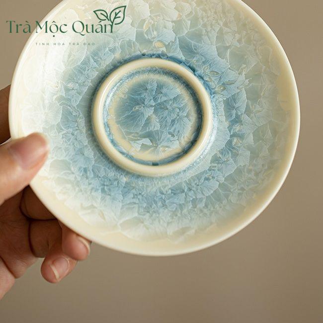 Bộ Chén Khải Băng Hoa Kết Tinh Kèm Khay Trà CK52