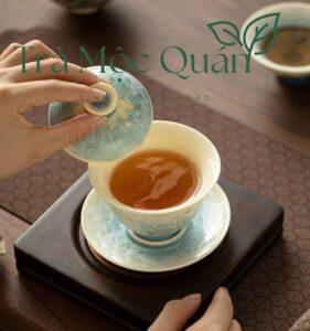 Bộ Chén Khải Băng Hoa Kết Tinh Kèm Khay Trà CK52