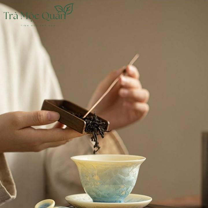 Bộ Chén Khải Băng Hoa Kết Tinh Kèm Khay Trà CK52