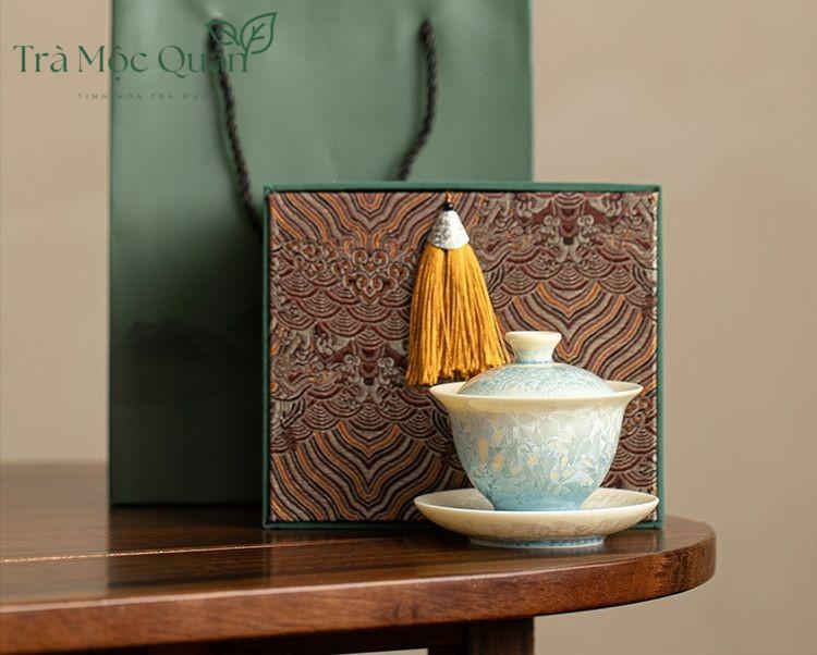 Bộ Chén Khải Băng Hoa Kết Tinh Kèm Khay Trà CK52