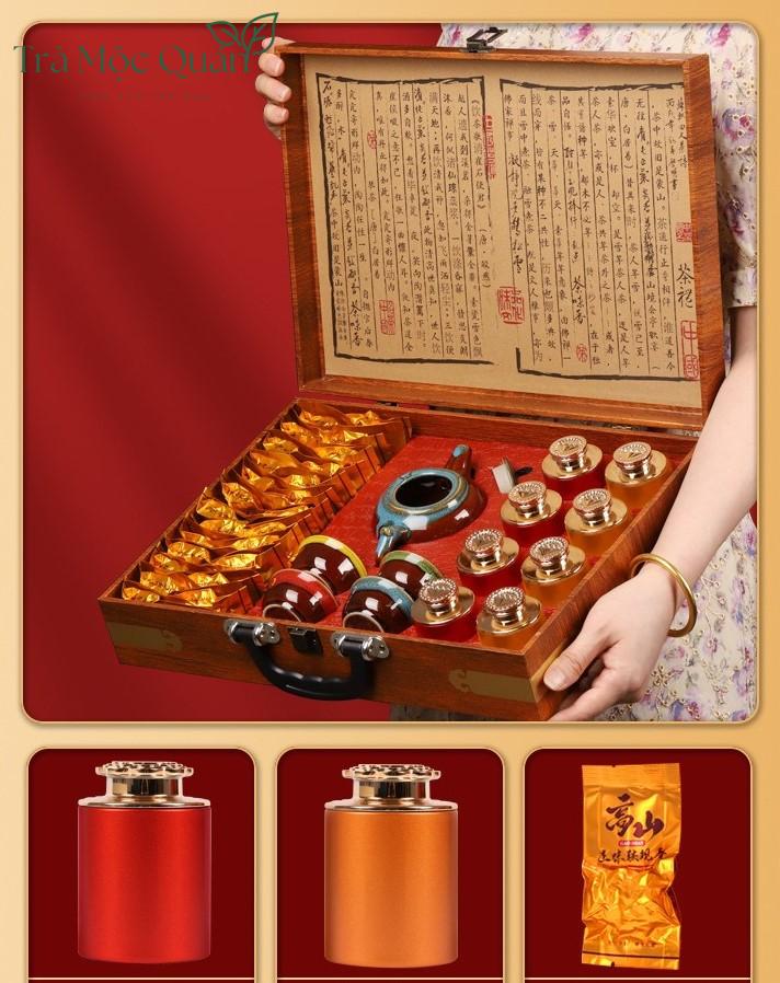 Bộ Tam Đại Danh Trà (Kim Tuấn Mi – Đại Hồng Bào – Thiết Quan Âm) Kèm Ấm Trà QA66