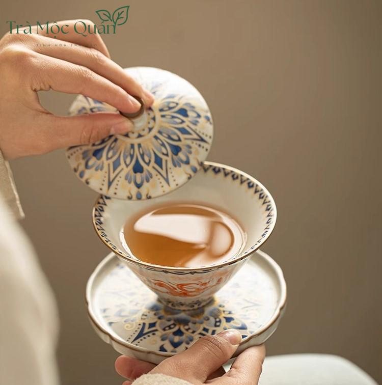 Chén Khải Pha Trà Phi Thiên Gốm Sứ Cảnh Đức 130ml CK54
