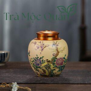Hũ Đựng Trà Gốm Tử Sa Nghi Hưng Nắp Đồng Cao Cấp HDT007