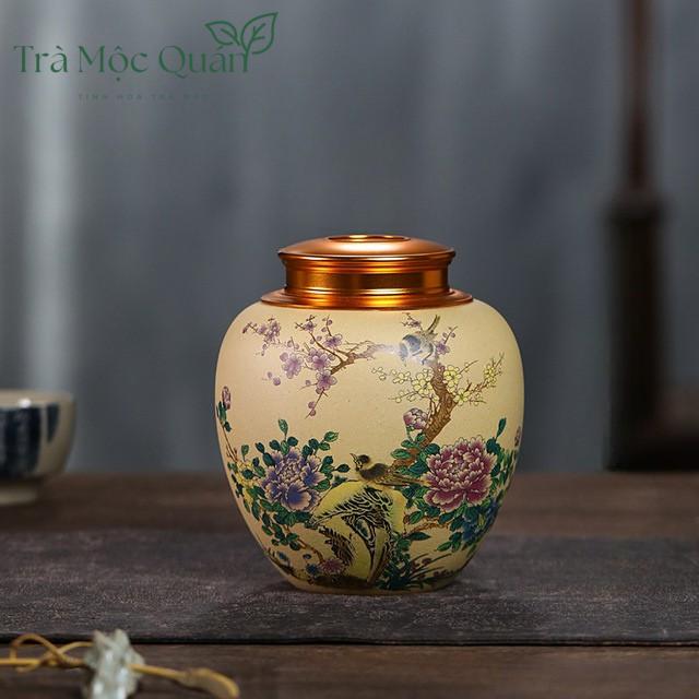 Hũ Đựng Trà Gốm Tử Sa Nghi Hưng Nắp Đồng Cao Cấp HDT007