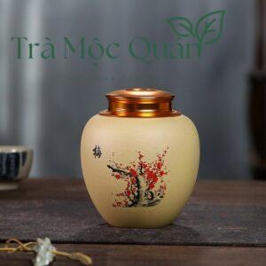 Hũ Đựng Trà Gốm Tử Sa Nghi Hưng Nắp Đồng Cao Cấp HDT007