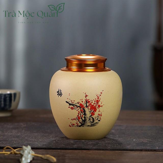 Hũ Đựng Trà Gốm Tử Sa Nghi Hưng Nắp Đồng Cao Cấp HDT007