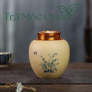 Hũ Đựng Trà Gốm Tử Sa Nghi Hưng Nắp Đồng Cao Cấp HDT007