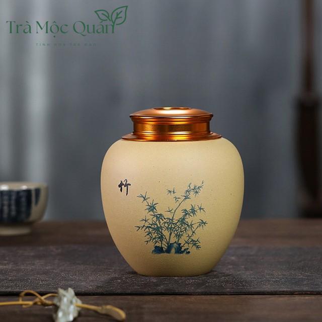 Hũ Đựng Trà Gốm Tử Sa Nghi Hưng Nắp Đồng Cao Cấp HDT007