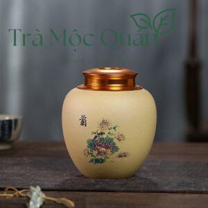 Hũ Đựng Trà Gốm Tử Sa Nghi Hưng Nắp Đồng Cao Cấp HDT007