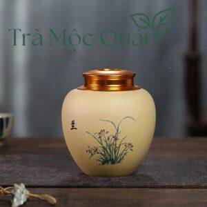 Hũ Đựng Trà Gốm Tử Sa Nghi Hưng Nắp Đồng Cao Cấp HDT007