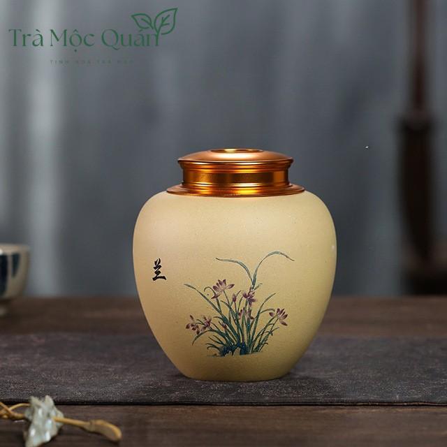 Hũ Đựng Trà Gốm Tử Sa Nghi Hưng Nắp Đồng Cao Cấp HDT007