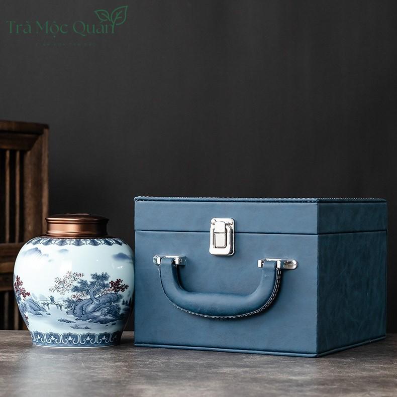 Hũ Trà Cảnh Đức Vẽ Sơn Thủy Hữu Tình HDT005