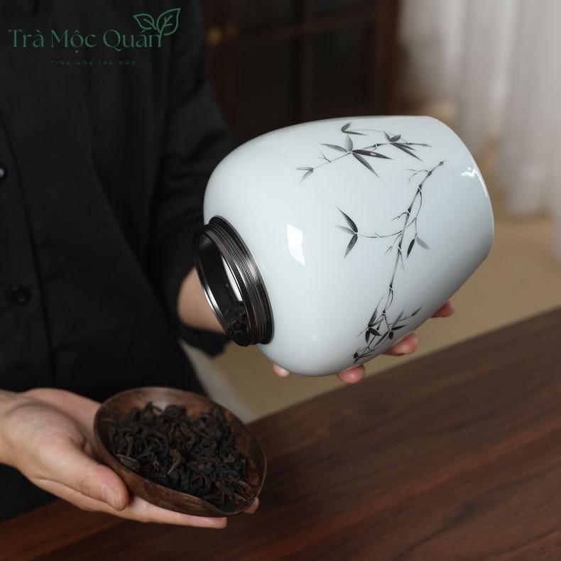 Hũ Trà Sứ Cảnh Đức Vẽ Sơn Thuỷ HDT001
