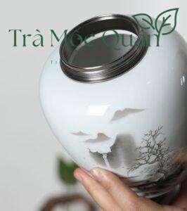 Hũ Trà Sứ Cảnh Đức Vẽ Sơn Thuỷ HDT001
