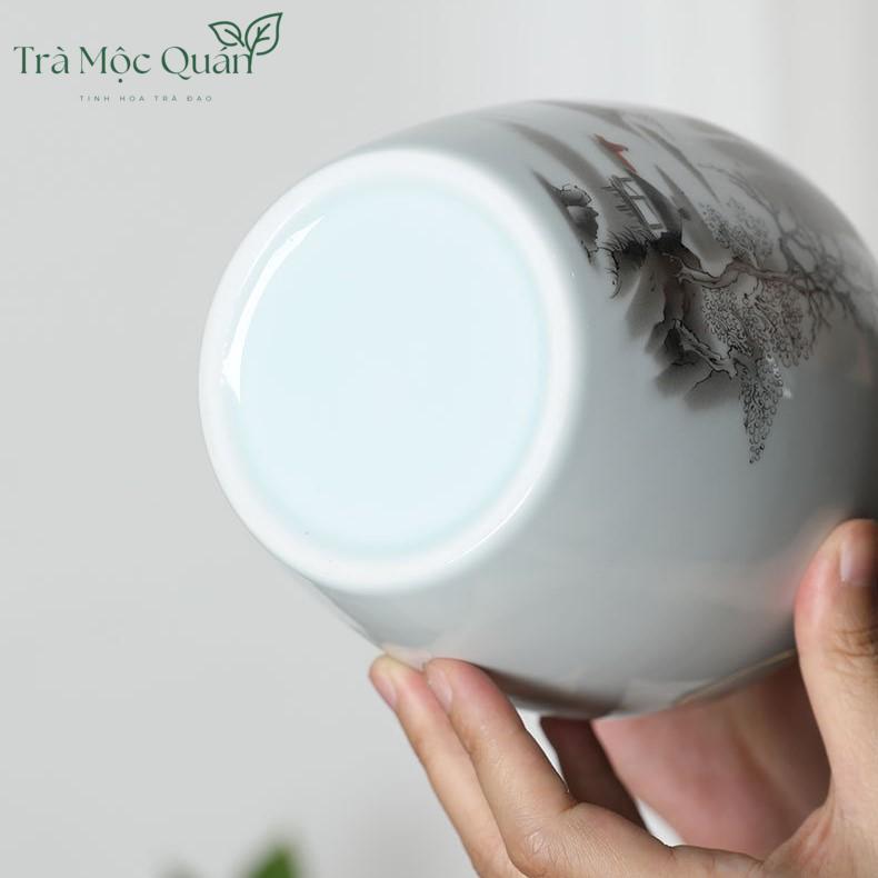 Hũ Trà Sứ Cảnh Đức Vẽ Sơn Thuỷ HDT001