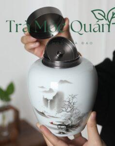 Hũ Trà Sứ Cảnh Đức Vẽ Sơn Thuỷ HDT001