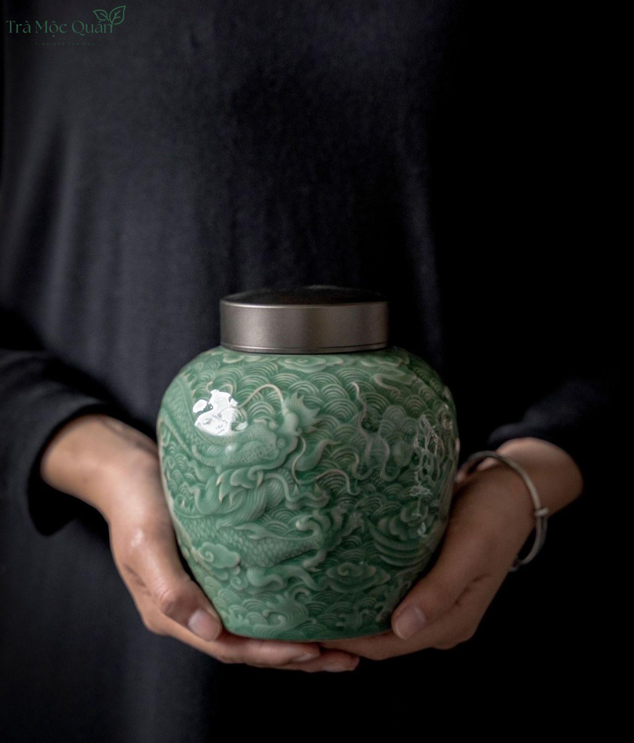 Hũ Trà Thanh Sứ Long Phụng HDT003